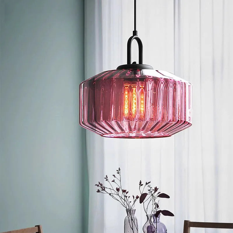 WADBTY Retro Color Glass Pendant Light