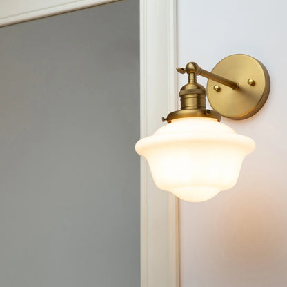 Rustic Vintage Wall Sconce with Milk Glass Shade