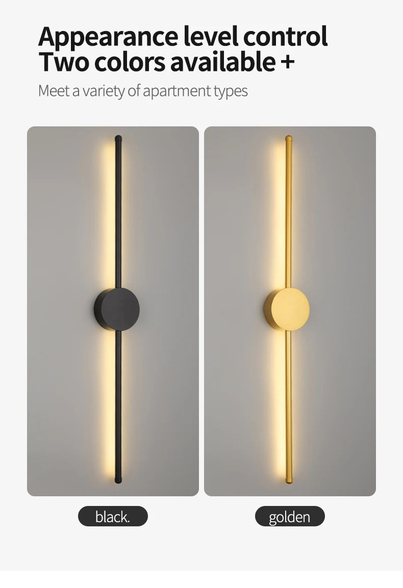 Modern Black I-Shaped LED Wall Lamp