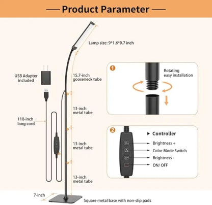 LED Floor Lamp for Living Room Stepless Adjustable