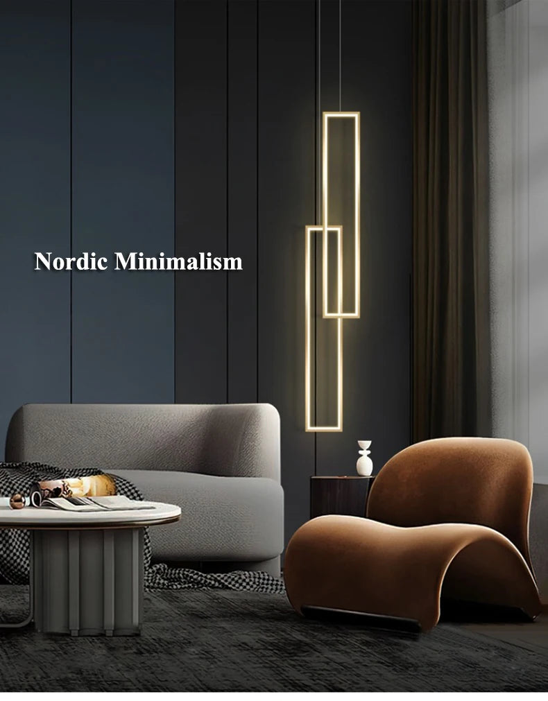 Modern Rectangle LED Pendant Light Living Room