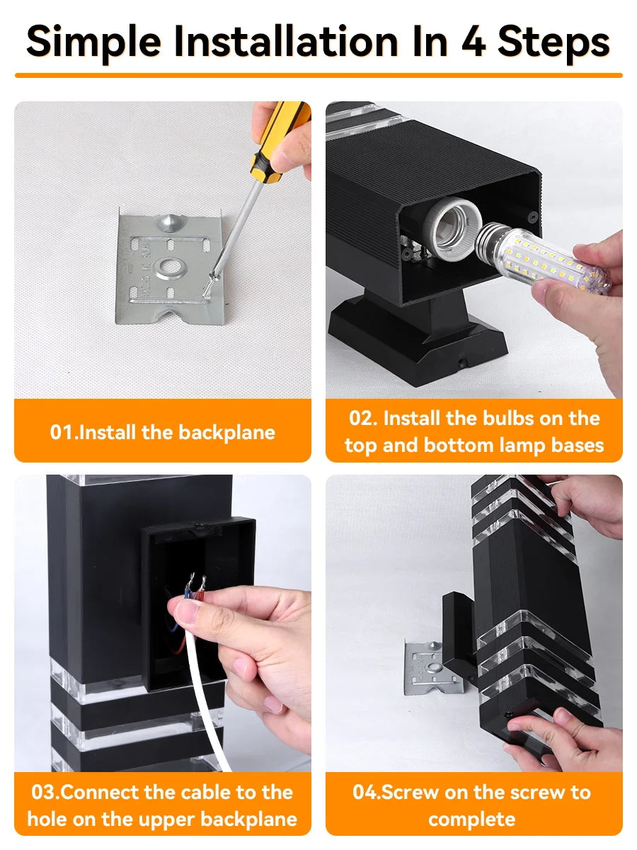 TriColor LED Outdoor Wall Light - IP65 Waterproof