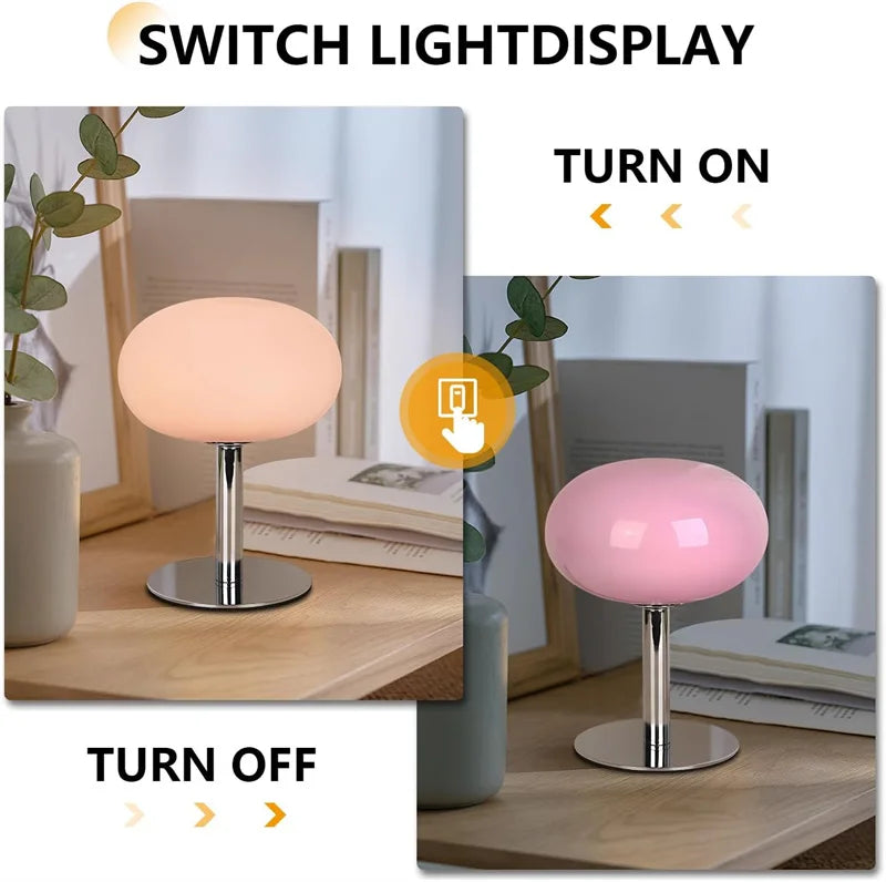 Mushroom Glow: Mid-Century Dimmable Table Lamp