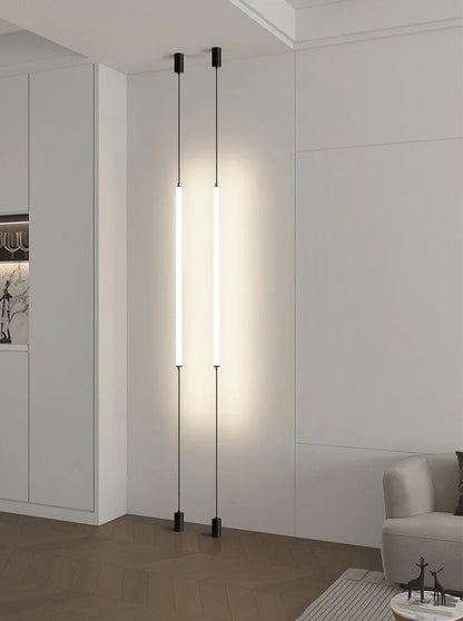 Hanging Floor Lamp Italy Design Black Long Linear Pendant Light