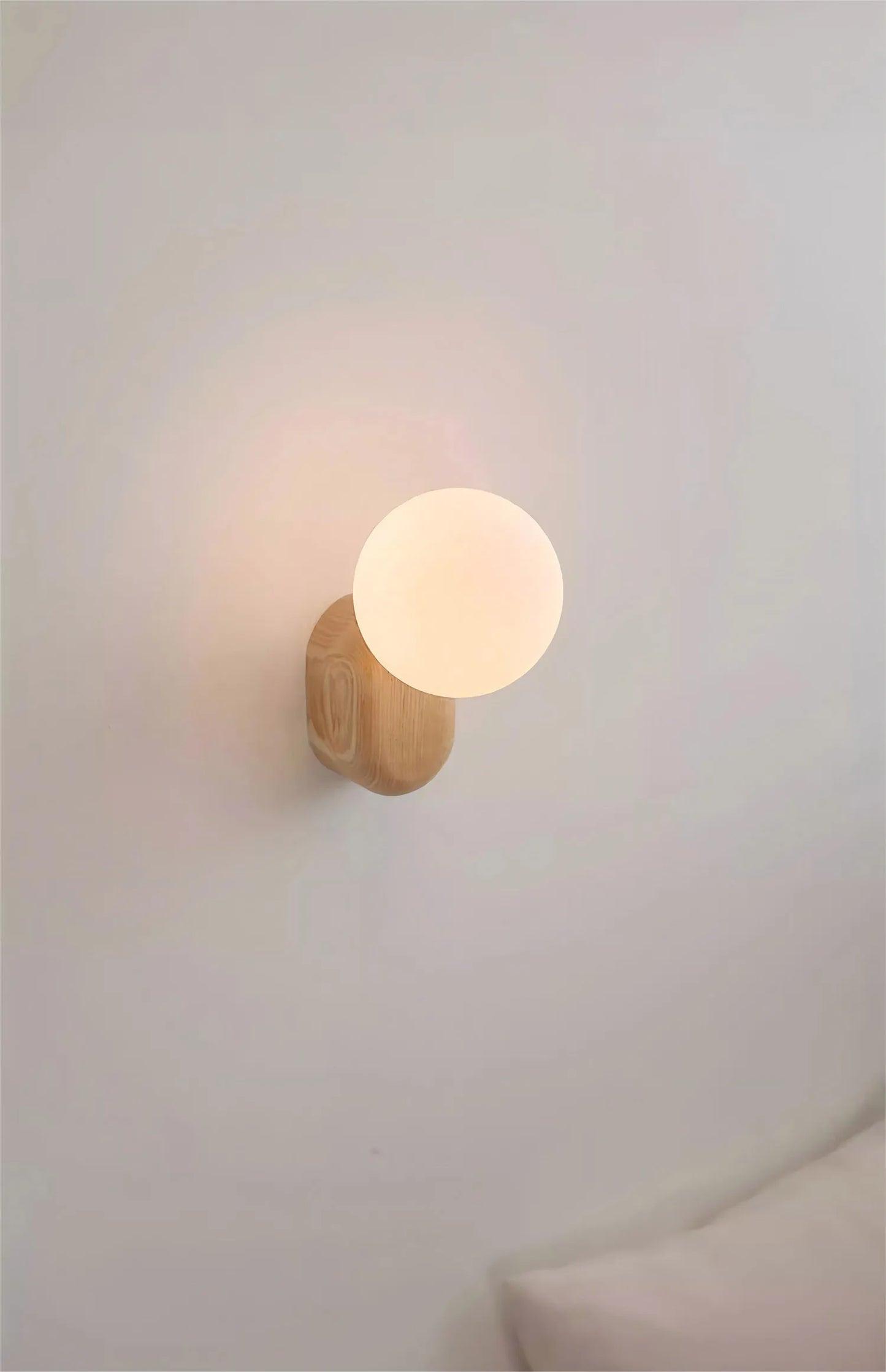 SphereGlow: Walnut Wabi-Sabi Wall Sconce Light