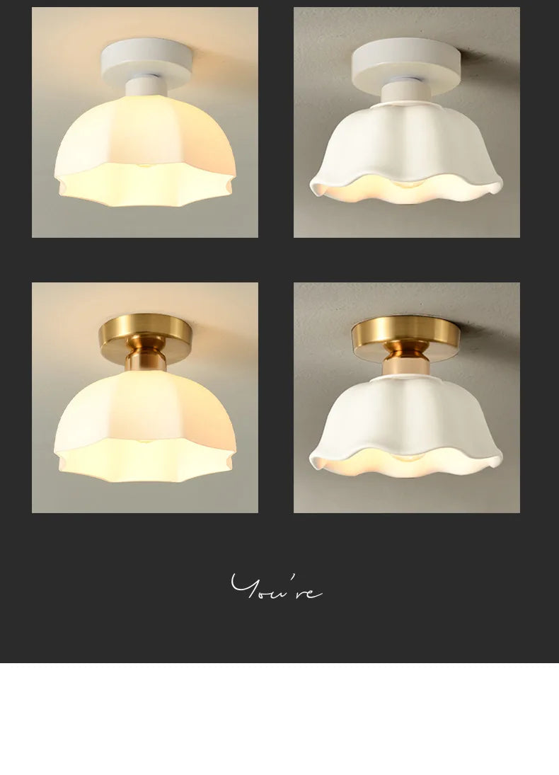 Ceramics Glass LED Corridor Ceiling Lamp