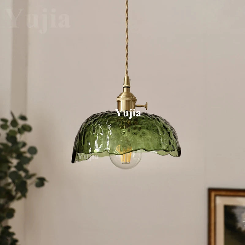Green Glass Brass Pendant