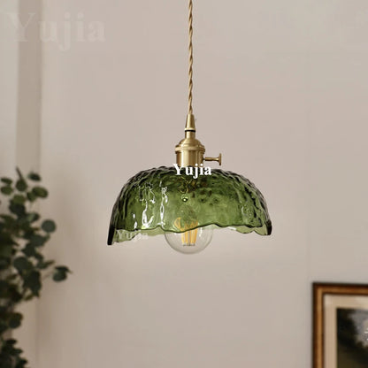 Green Glass Brass Pendant