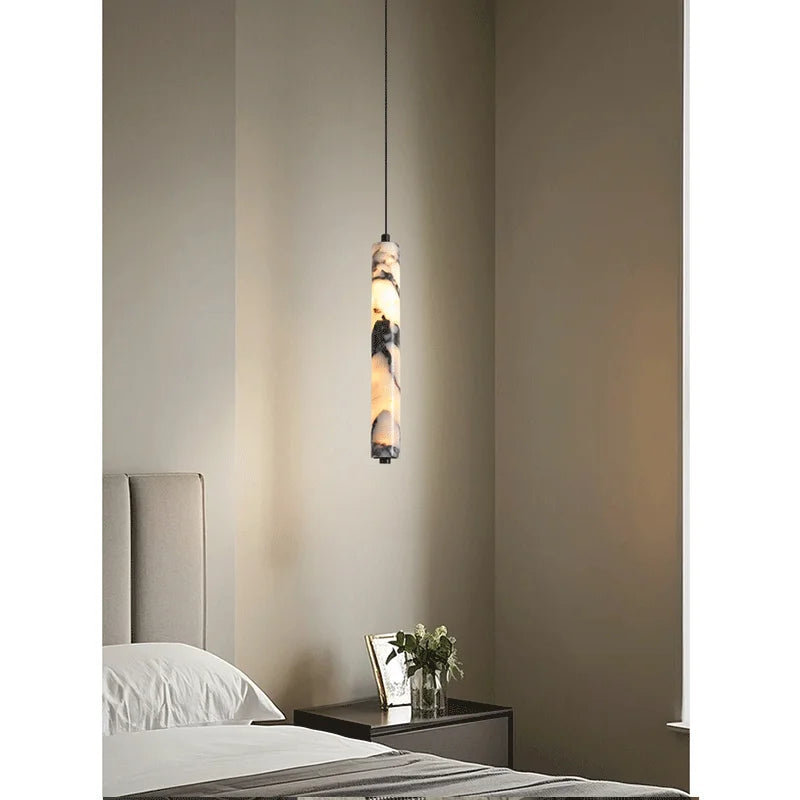 Black Marble Cylinder Pendant
