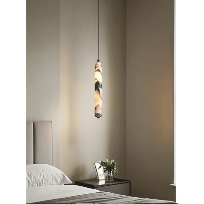Black Marble Cylinder Pendant