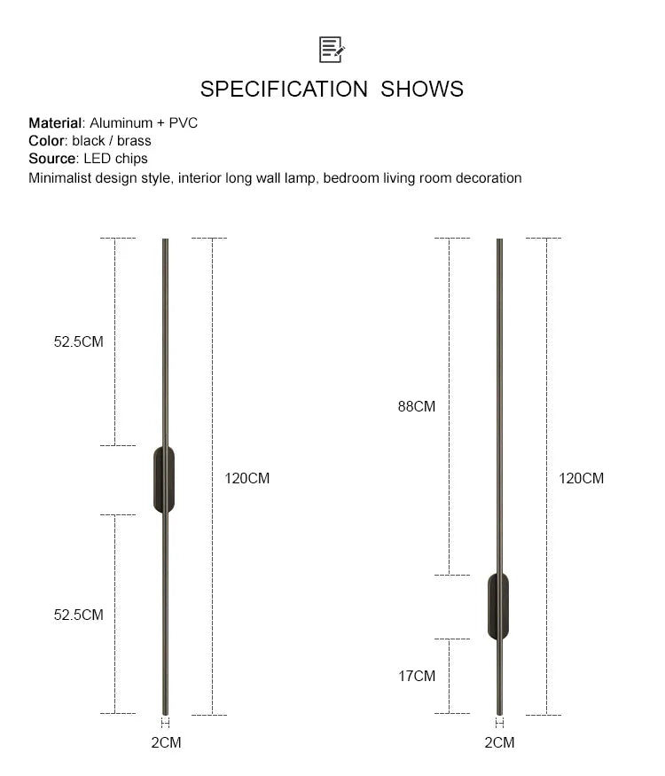 Modern Long LED Wall Lights for Bedroom