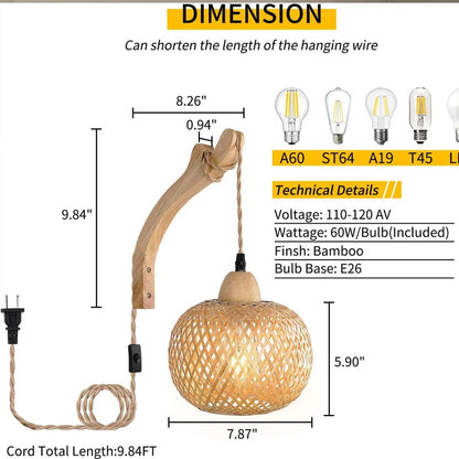 Bamboo Lantern Wall Lamp