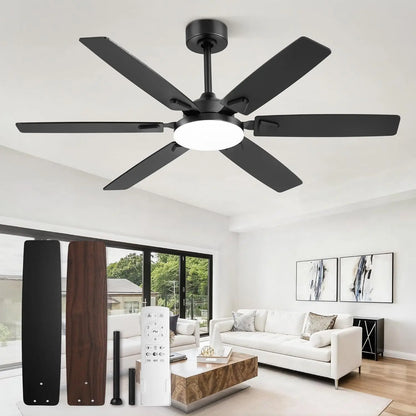 52" DC Ceiling Fan with LED Light and Remote, Indoor/Outdoor