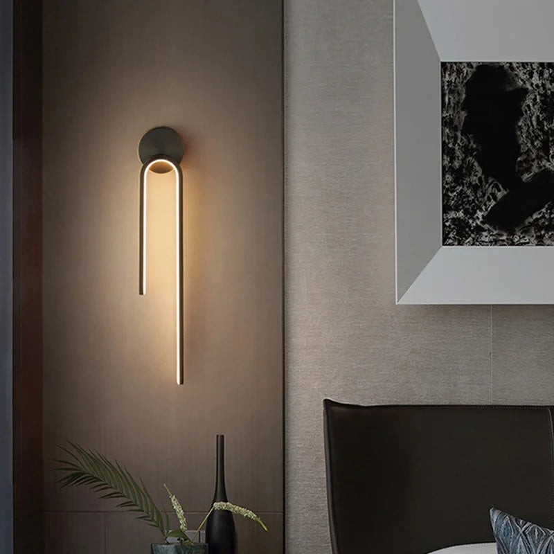 Minimalist Black LED Bedside Wall Sconce