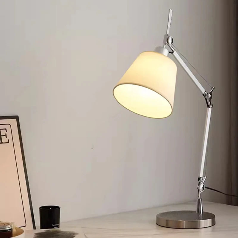 Elegant White Shade Table Lamp - Versatile Silver Design