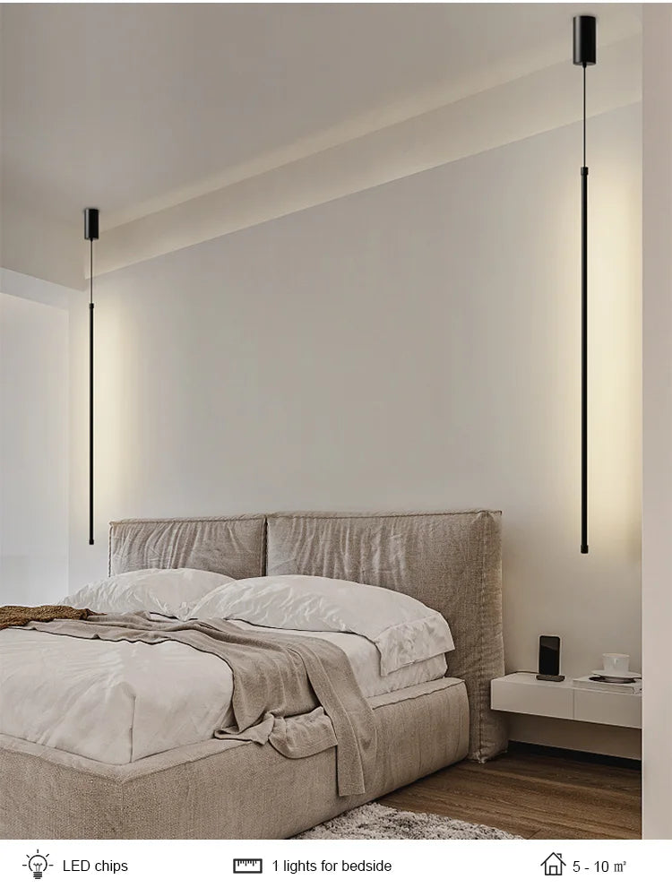 Modern Straight LED Chandelier Hanging Light Fixtures