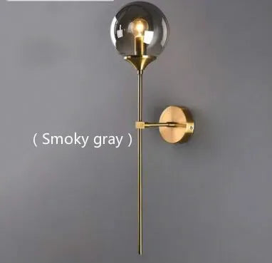 Gold Aura Round Glass Wall Sconce - Nordic Style