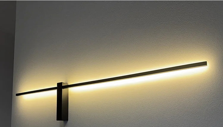 Minimalist Long LED Black Wall Lights Bedroom Art Decorate Sconce