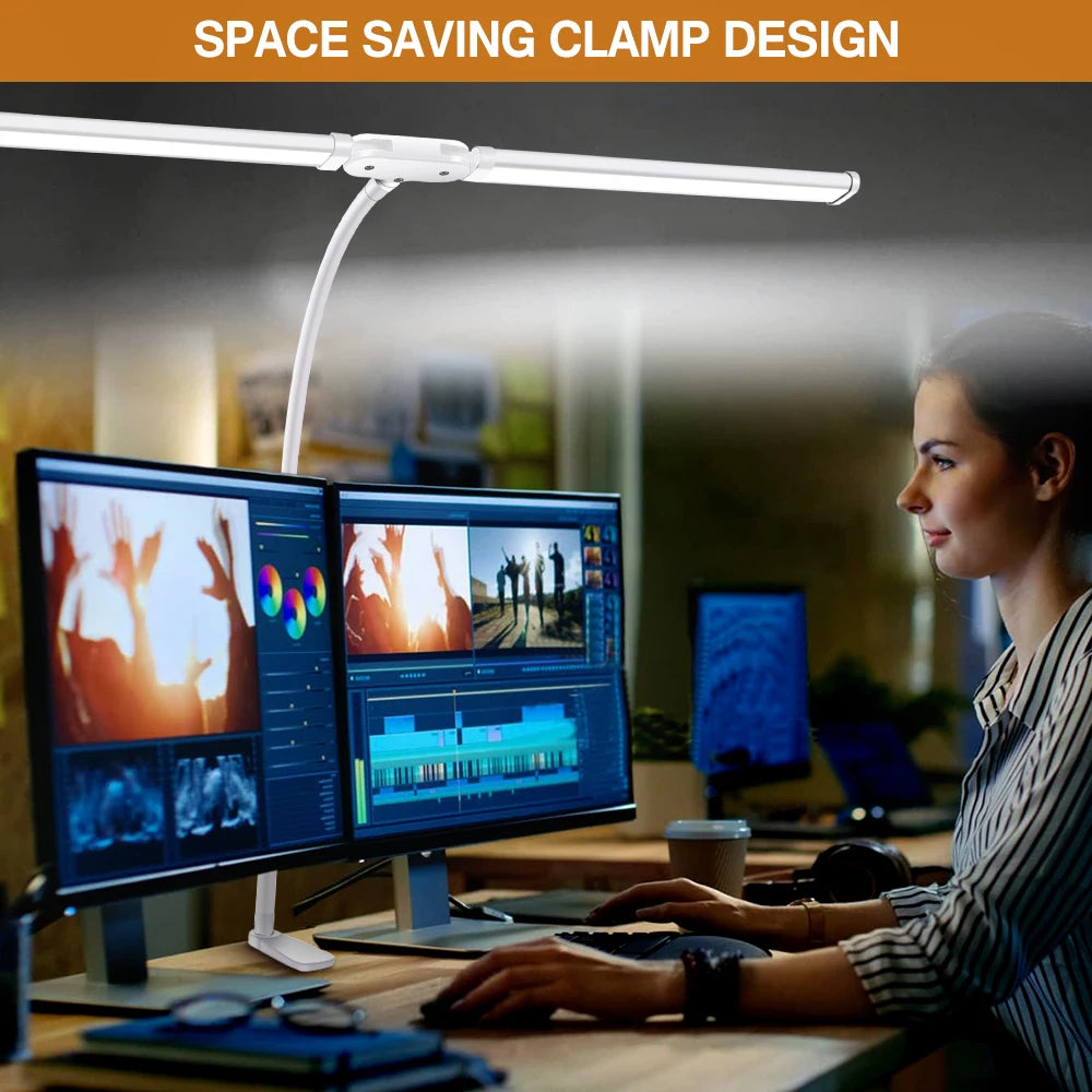 FlexiGlow LED Clamp Desk Lamp - 3 Modes & Dimmable