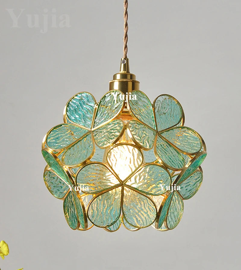 Green Glass Brass Pendant