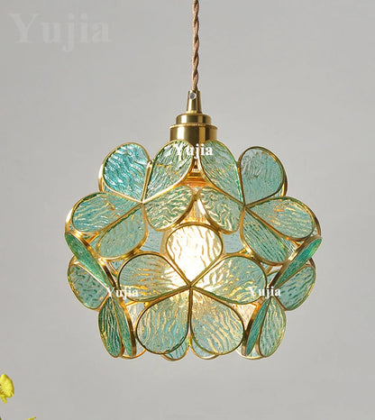 Green Glass Brass Pendant