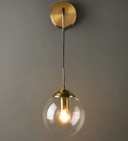 Gold Aura Round Glass Wall Sconce - Nordic Style
