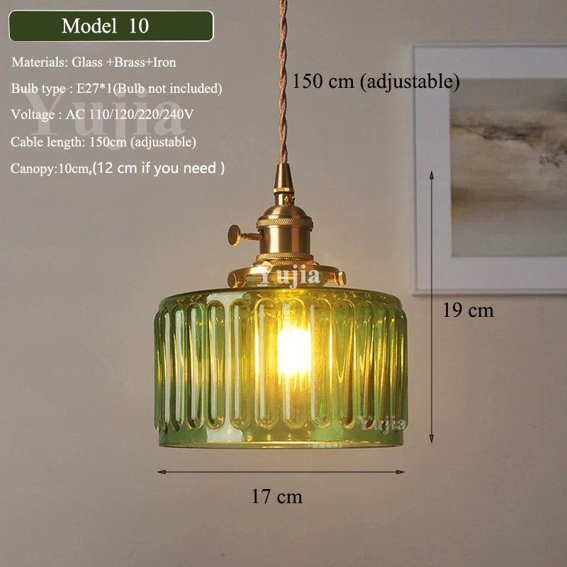 Green Glass Brass Pendant