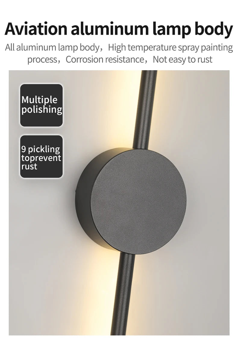 Modern Black I-Shaped LED Wall Lamp