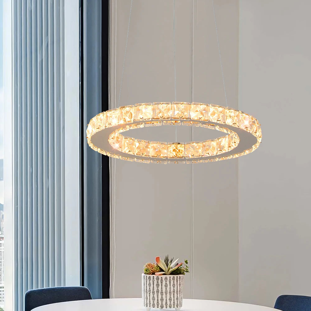 Crystal Ring LED Pendant Chandelier