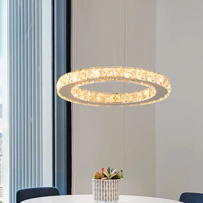 3-Ring Crystal LED Pendant Chandelier