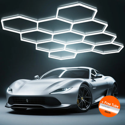 Hexagon LED Garage Light, 11-Grid 700W Honeycomb Kit with Frame