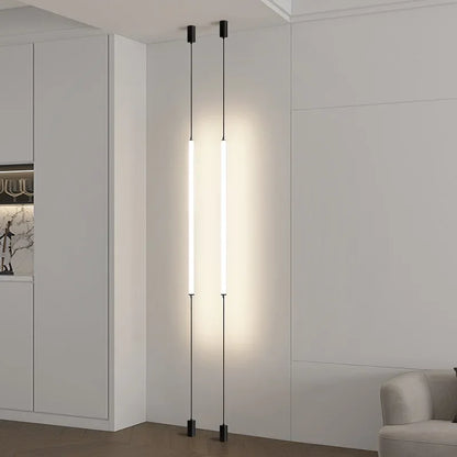 Hanging Floor Lamp Italy Design Black Long Linear Pendant Light