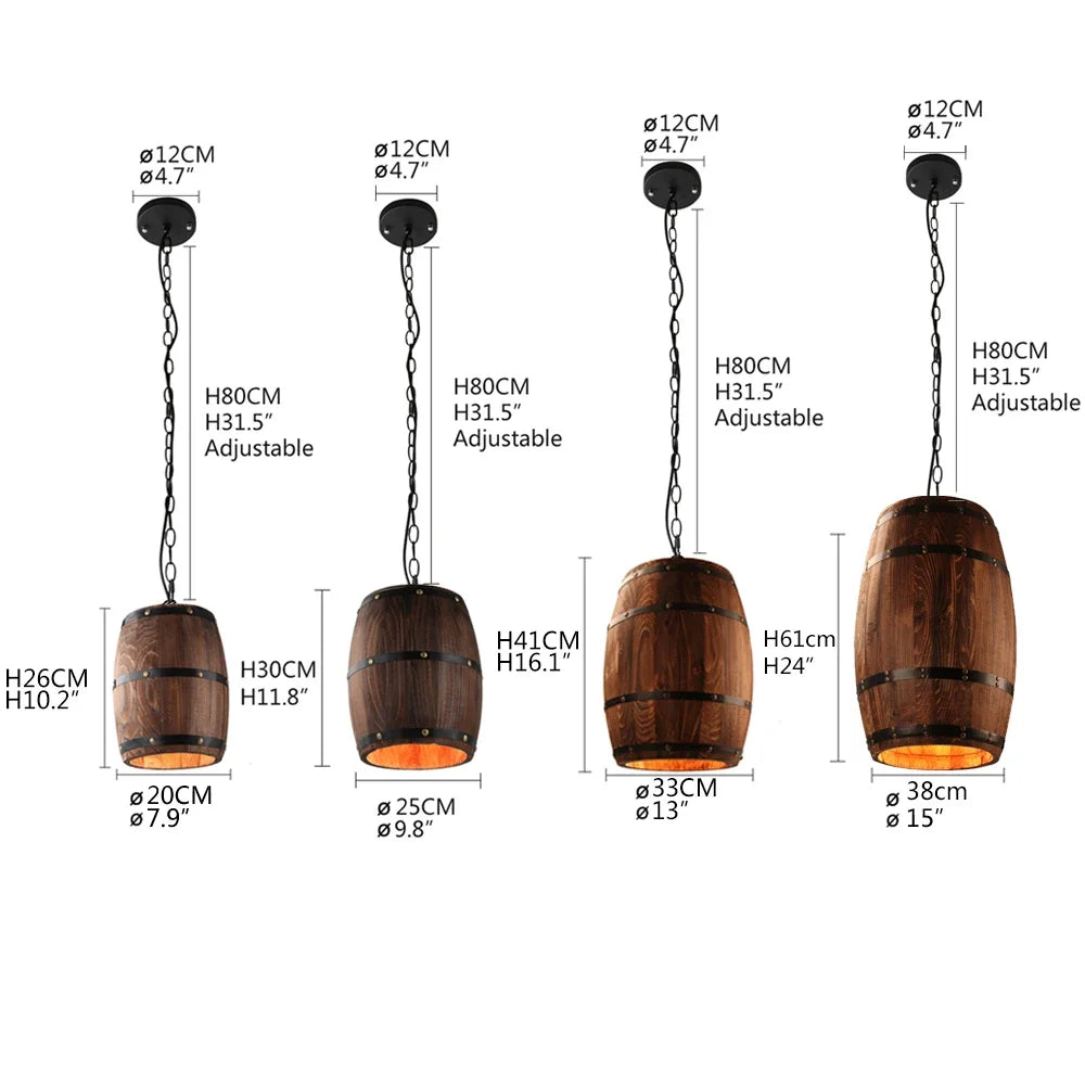 Wine Barrel Wood Pendant Light