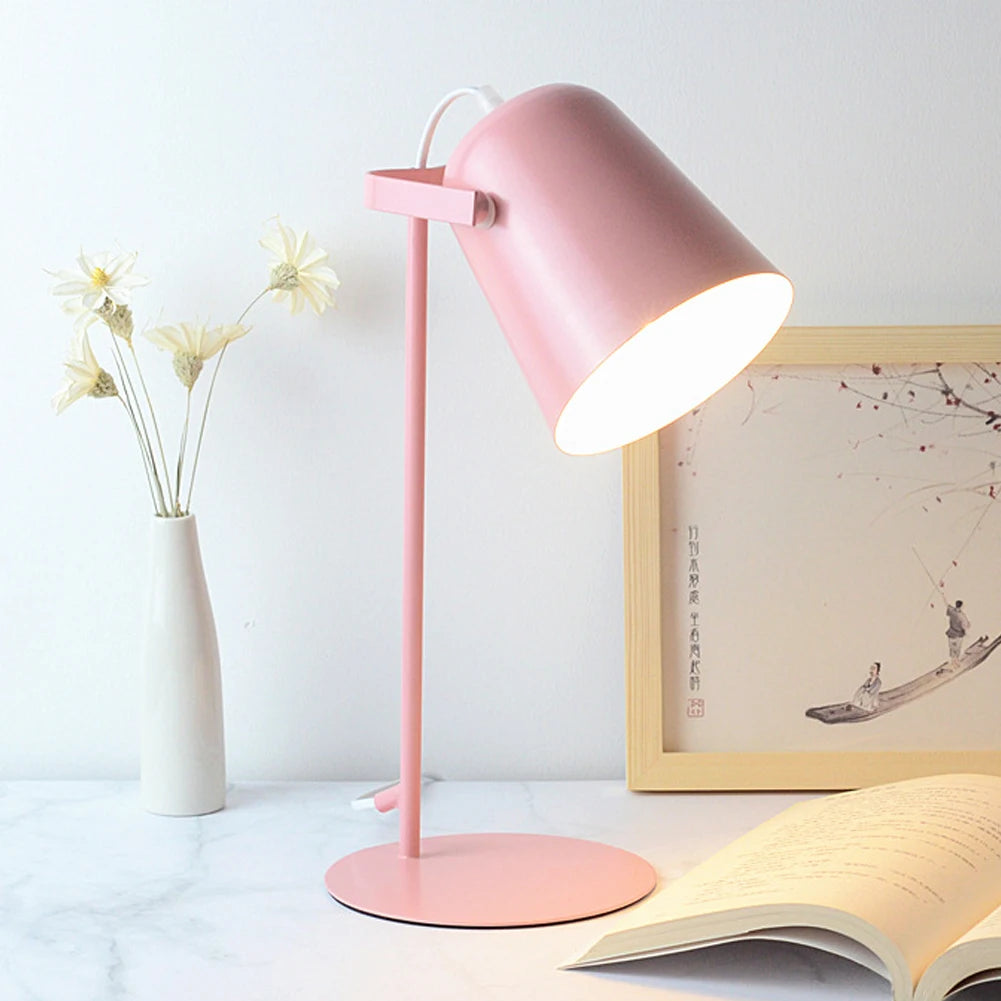Nordic Glow: Eye-Protect Pink Desk Lamp