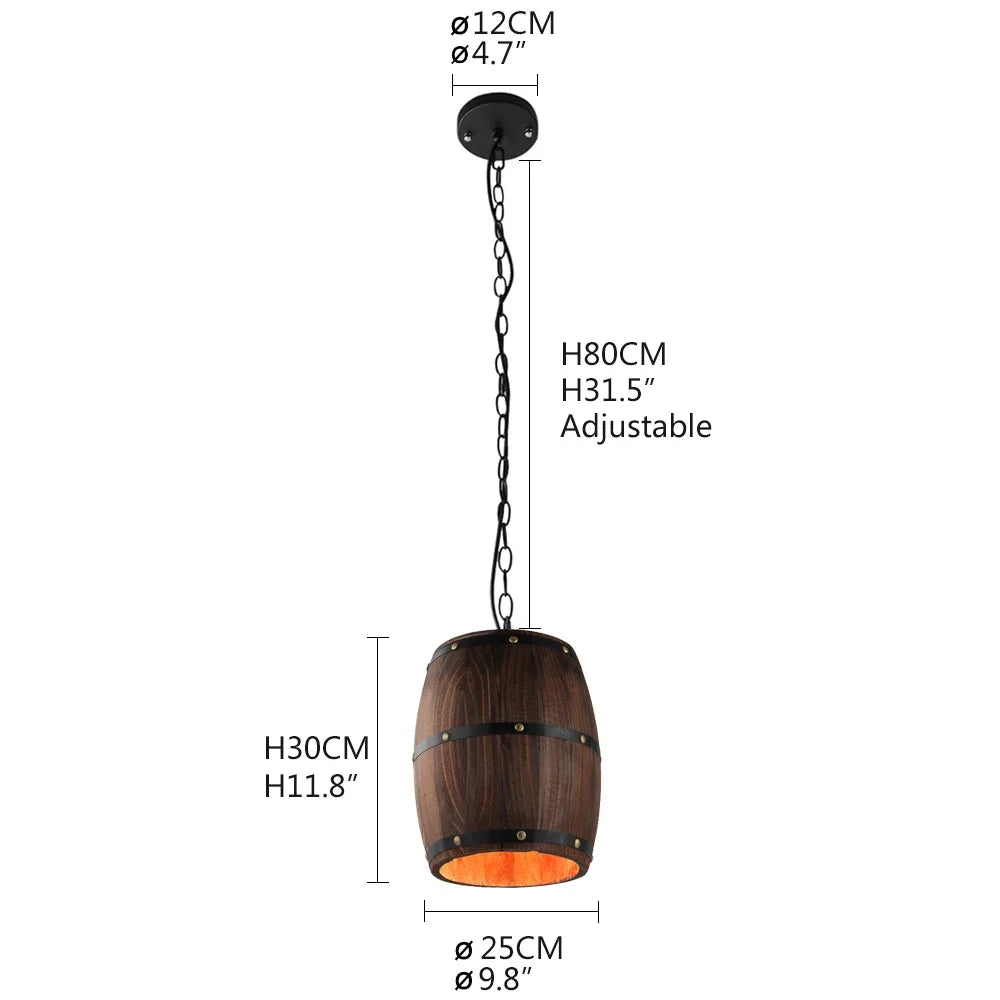 Wine Barrel Wood Pendant Light