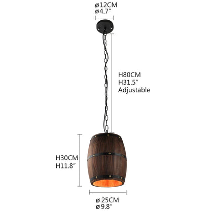 Wine Barrel Wood Pendant Light