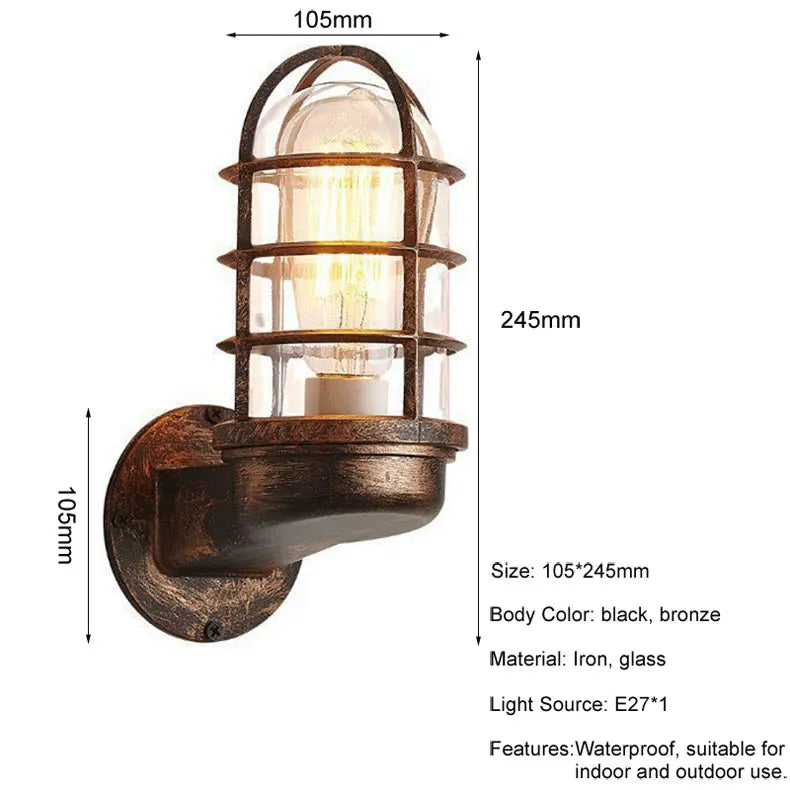 Rustic Glow: Outdoor Waterproof Wall Lamp