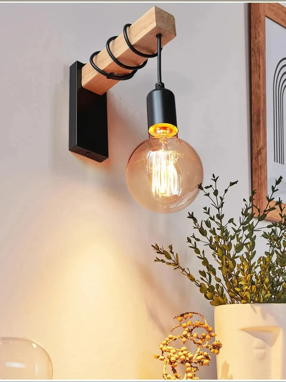 Retro Wood Industrial Wall Lamp