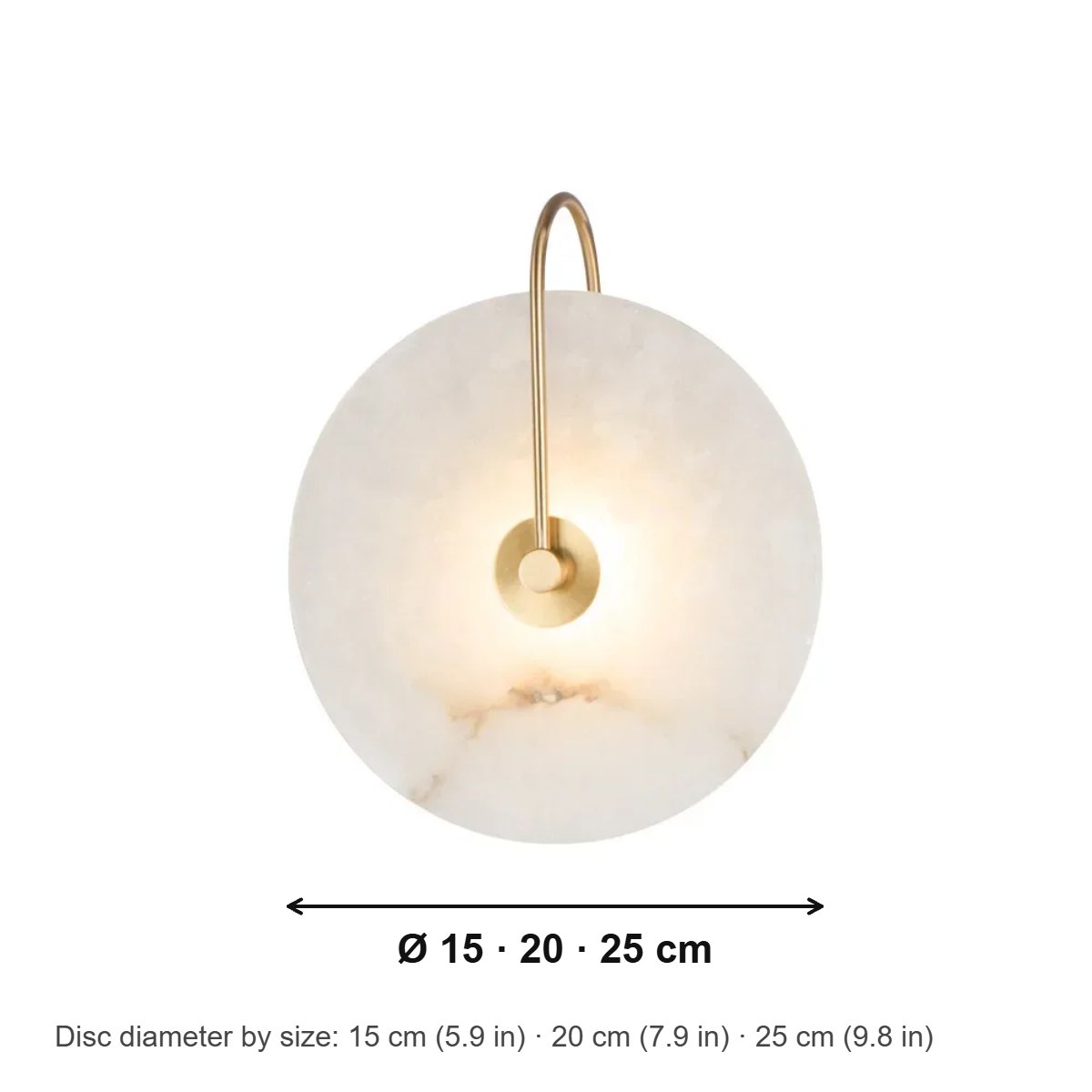 Nordic Moon Sconce disc diameter options: 15 cm, 20 cm, 25 cm